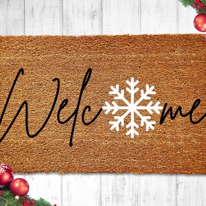 Autmor Christmas Welcome Winter Mat for Front Door Farmhouse Rustic  Decorative Entryway Outdoor Floor Doormat Durable Burlap Outdoor Rug 