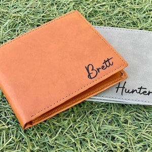 Regalo de aniversario para él, billetera personalizada, billetera para hombre, billetera grabada, billetera de cuero, billetera personalizada, regalo para novio para hombre, regalo para papá