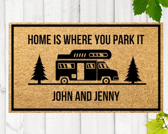 Doormat Home Personalized Name Camping Doormat RV Door Mat Camper Door Mat  RV Welcome Mat RV Rug Camping Home is Where We Park It Camping Floor Mats