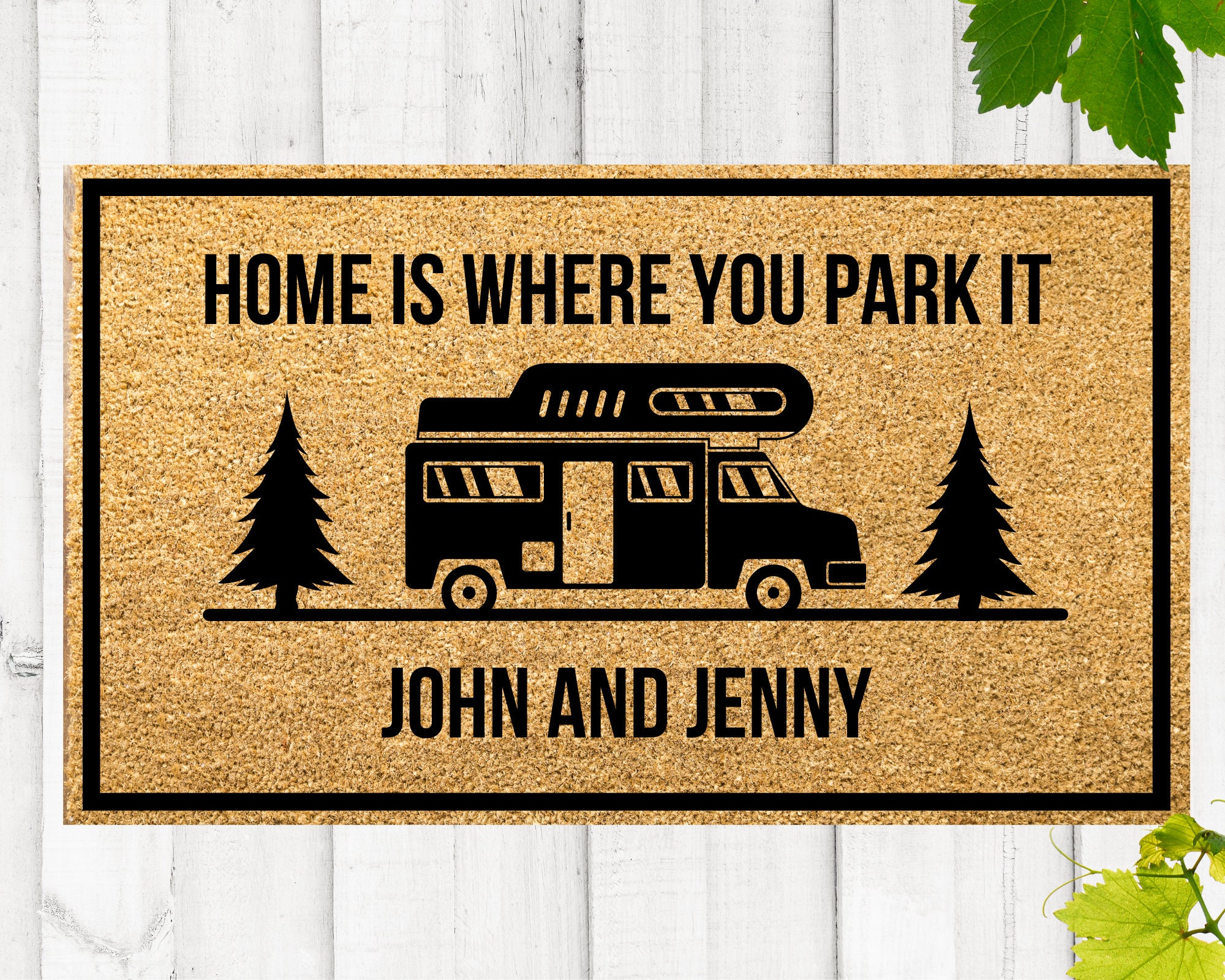 Discover Personalized Camping Doormat, Custom RV Door Mat, Coir Welcome Mat For A Campsite