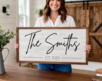 Last Name Sign, Family Name Sign, Wedding Gift, Housewarming Gift, Established Wood Sign, Family Name Established Sign