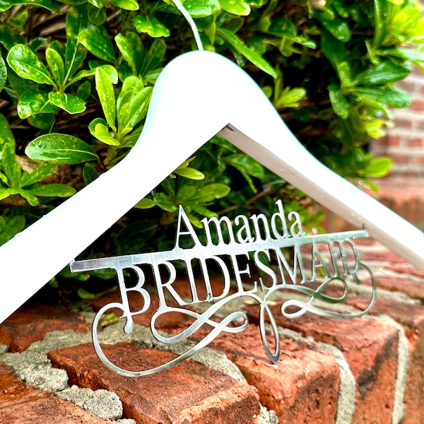 Sale Personalized Wedding Hanger Bridal Hanger Bride Hanger with Custom Date Double Line Wire Name Hanger Wedding Dress Hanger