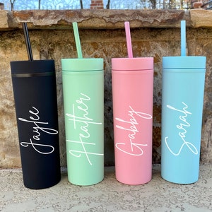 Personalized Tumbler, Insulated Tumbler, Custom Tumbler, Tumbler with Straw, Skinny Tumbler, Bridesmaid Proposal, Bridesmaid Gift Skinny Cup