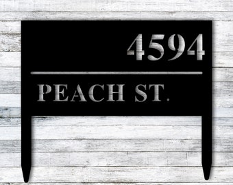 Metal Custom Address Sign, Address Plaque, Yard Sign, Front Porch Decor, Address Sign with Stakes, Lawn Mounted Address Plaque, Lawn Sign