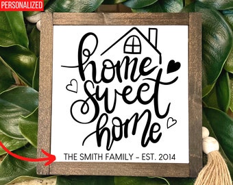 Home Sweet Home Sign, Wood Framed Sign, Home Decor Farmhouse Living Room Decor, Home Sign, Family Name Sign, Established Sign, Small Signs