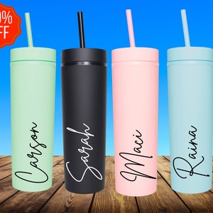 Personalized Tumbler with Straw, Black Friday Sale Tumblers, Christmas Tumblers, Skinny Tumbler, Stocking Stuffer, Cyber Monday Deals Gift