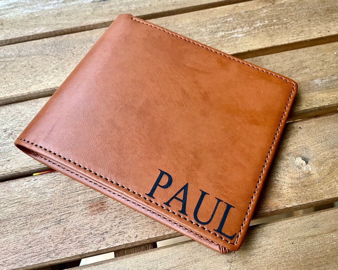 Personalized Men's Wallet, Custom Engraved Leather Wallet, Groomsmen