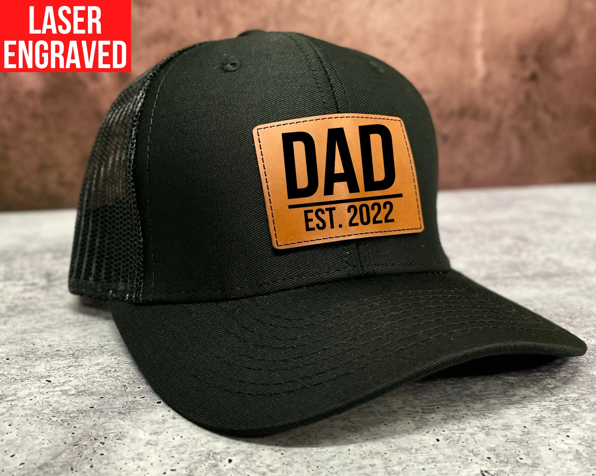 Personalized Dad Est. 2022 | Custom New Dad Hat | Leather Patch