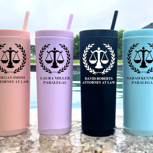 Personalized Lawyer Tumber, Attorney Gift, Attorney at Law Gift for Women, Lawyer Graduation, Future Paralegal Gifts, Law School Gifts