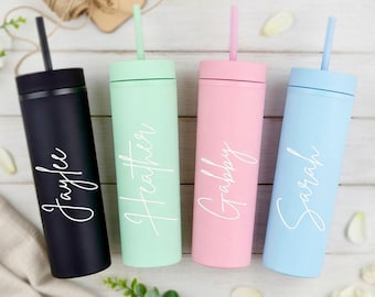 Personalized Tumbler, Insulated Tumbler, Custom Tumbler, Tumbler with Straw, Skinny Tumbler, Bridesmaid Proposal, Bridesmaid Gift Skinny Cup