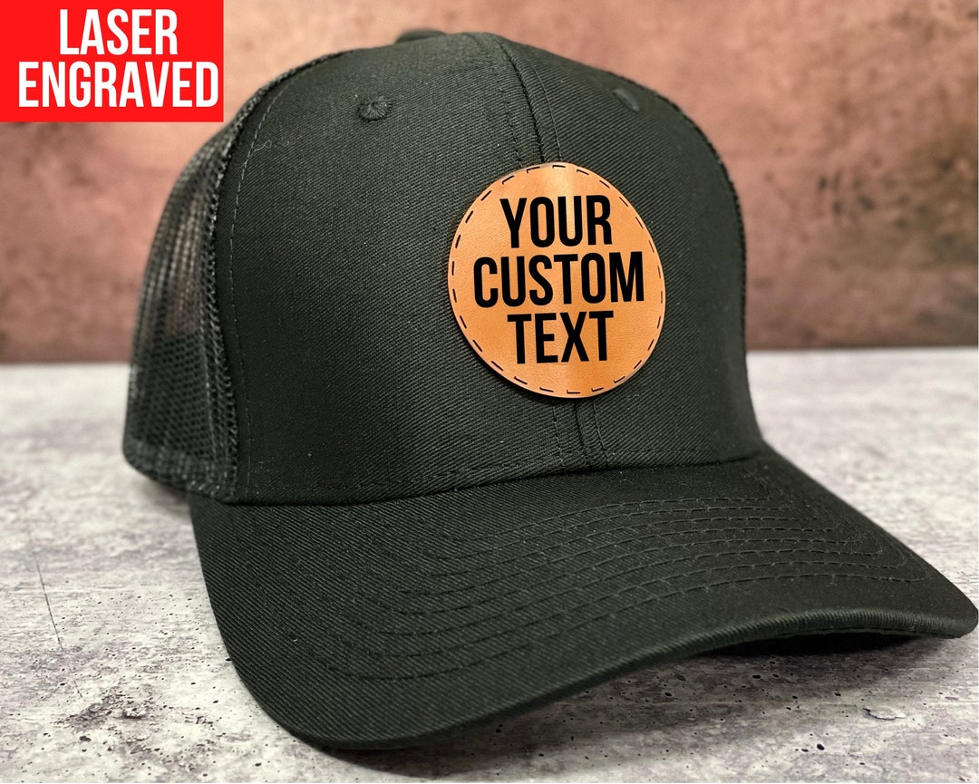 Custom Leather Patch Trucker Hat, Custom Hats for Men, Personalized ...