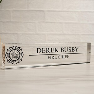 Fireman Gift, Fire Fighter Gifts, Fire Chief Gift, Fireman Decor, Fire Academy Graduation Gift, Firefighter Gift, Fireman Desk Name Plate image 3