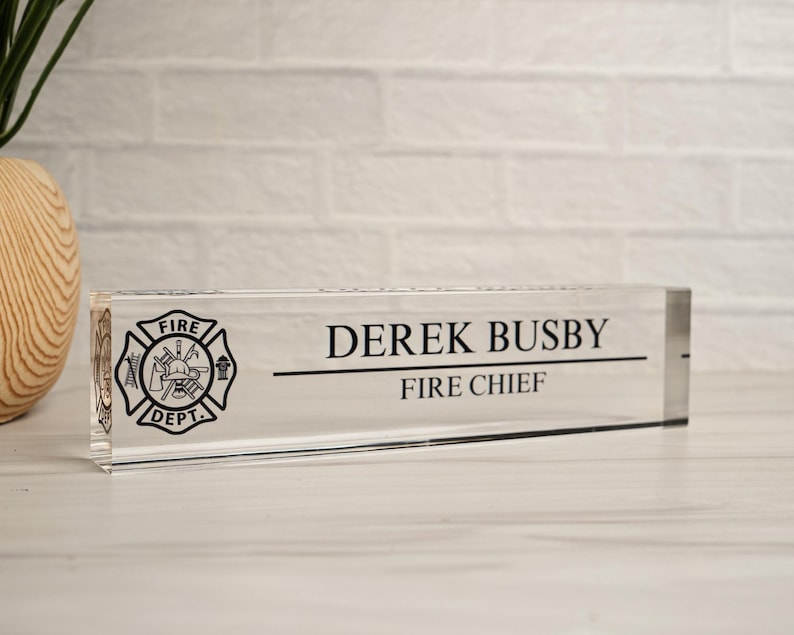 Fireman Gift, Fire Fighter Gifts, Fire Chief Gift, Fireman Decor, Fire Academy Graduation Gift, Firefighter Gift, Fireman Desk Name Plate image 3