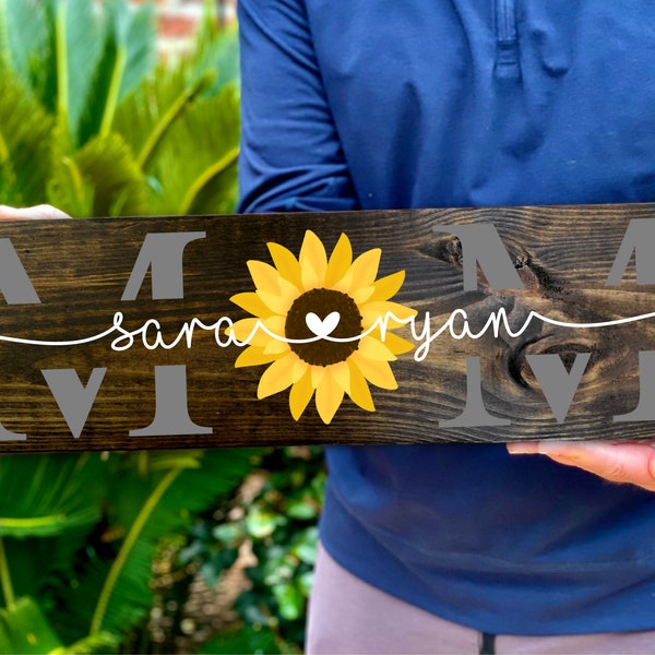 Personalized Sunflower Mom sign, Custom Sunflower Mom Sign with kids names, Sunflower Mom sign with kids names, Personalized Mom gift, mom