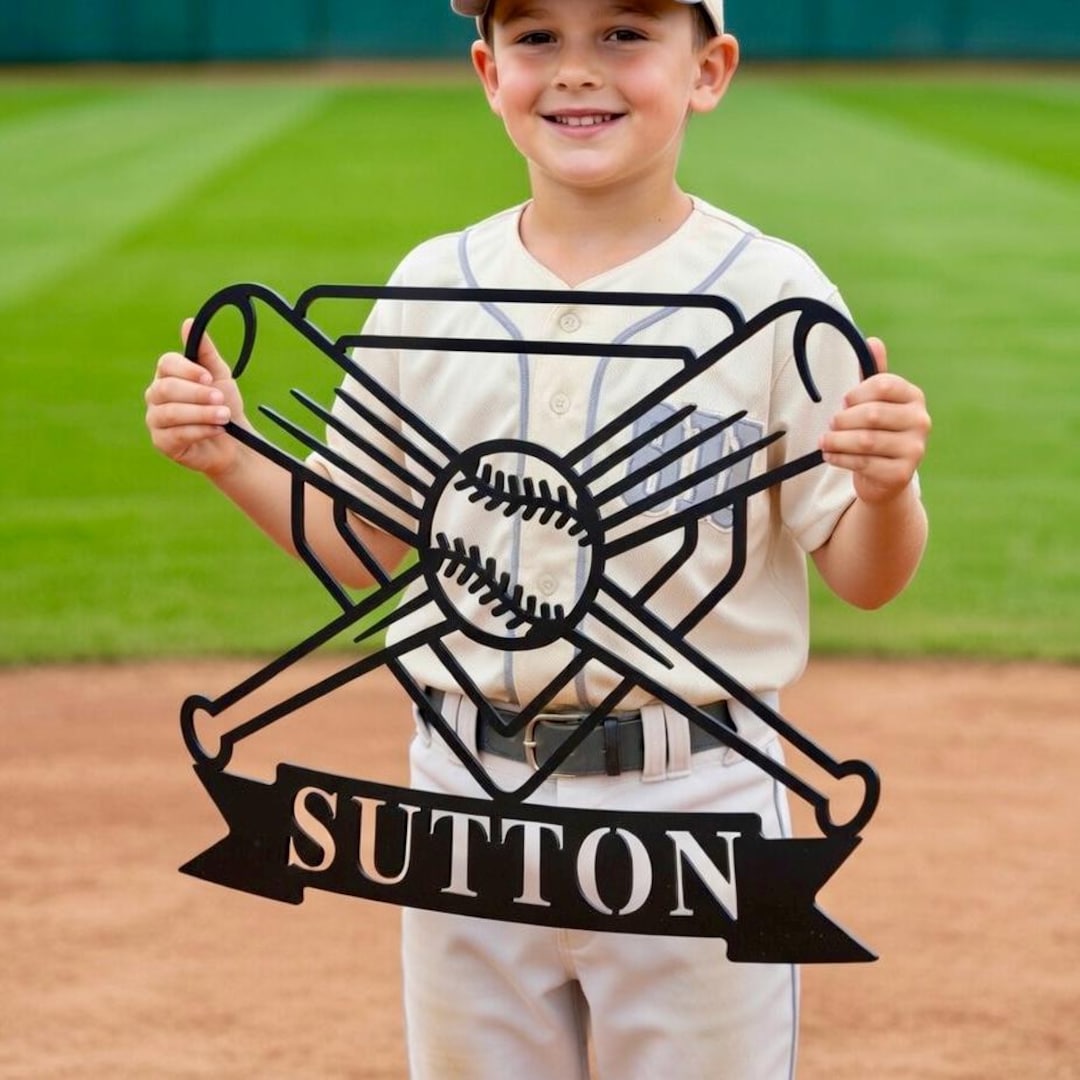 Personalized Baseball Metal Sign, Baseball Bat Name Sign, Custom ...