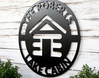 Custom Cabin Metal Sign, Cabin Sign Outdoor Personalized Cabin Decor Wall Decor for Cabin Lake Cabin Outdoor Sign for Lake House Cabin