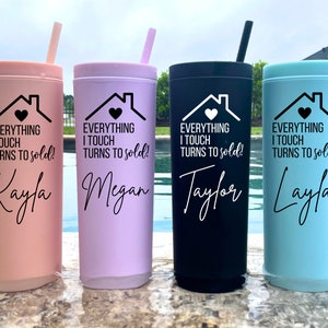 Personalized Realtor Gifts for Agents, Realtor Tumbler, Real Estate Gift, Realtor Closing Gift,Everything I Touch Turns to Sold,Closing Gift