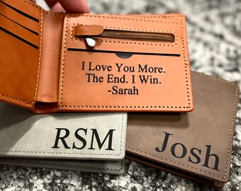 Christmas Gift For Him, Custom Leather Wallet, Personalized Wallet, Engraved Wallet, Gift For Boyfriend, Mens Wallet, Dad Birthday Gift