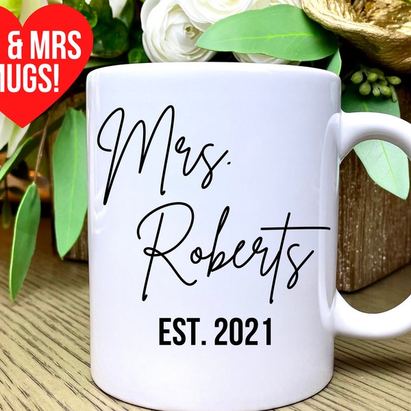 Personalized Mr and Mrs Coffee Mug, Bride Gift, Wedding Gift, Engagement Gift, Future Mr and Mrs Mug Gift, Custom Mr and Mrs Coffee Mugs