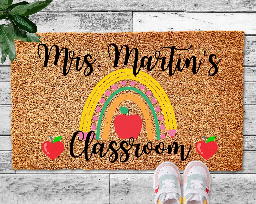 Personalized Doormat for Classroom, Back to School Gift for Teachers