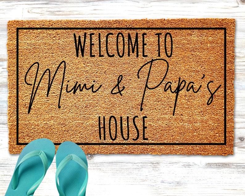 Welcome to Mimi and Papa's House Doormat, Personalized Doormat, Grandparents Gift, Welcome Mat, Front Doormat, Grandparent Gift, Mothers Day image 1