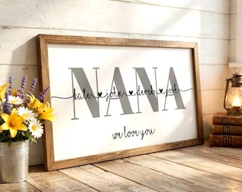 Nana Mothers Day Gift, Nana Sign, Gift for Nana, Rustic Sign for Grandma Gift Idea, Personalized Mothers Day Gift for Nana Grandma, kids