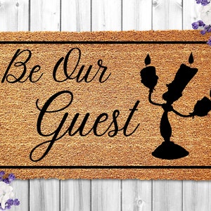 Be Our Guest Doormat, Disney Doormat, Disney Welcome Mat, Disney Home Decor, Disney Housewarming Gift, Beauty and the Beast Gifts, Lumiere