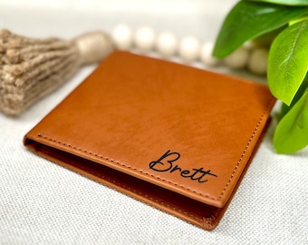 Christmas Gift For Him, Custom Leather Wallet, Personalized Wallet, Engraved Wallet, Gift For Boyfriend, Mens Wallet, Dad Birthday Gift