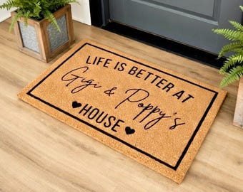 Custom Doormat for Grandparents, Grandma Welcome Mat, Nana and Papa Door Mat, Valentines Gift for Grandma, Personalized Grandparent Gift
