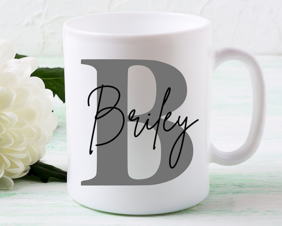 Holiday Home Monogram Ceramic Coffee Mug Personalized Name Letter Initial  Cup