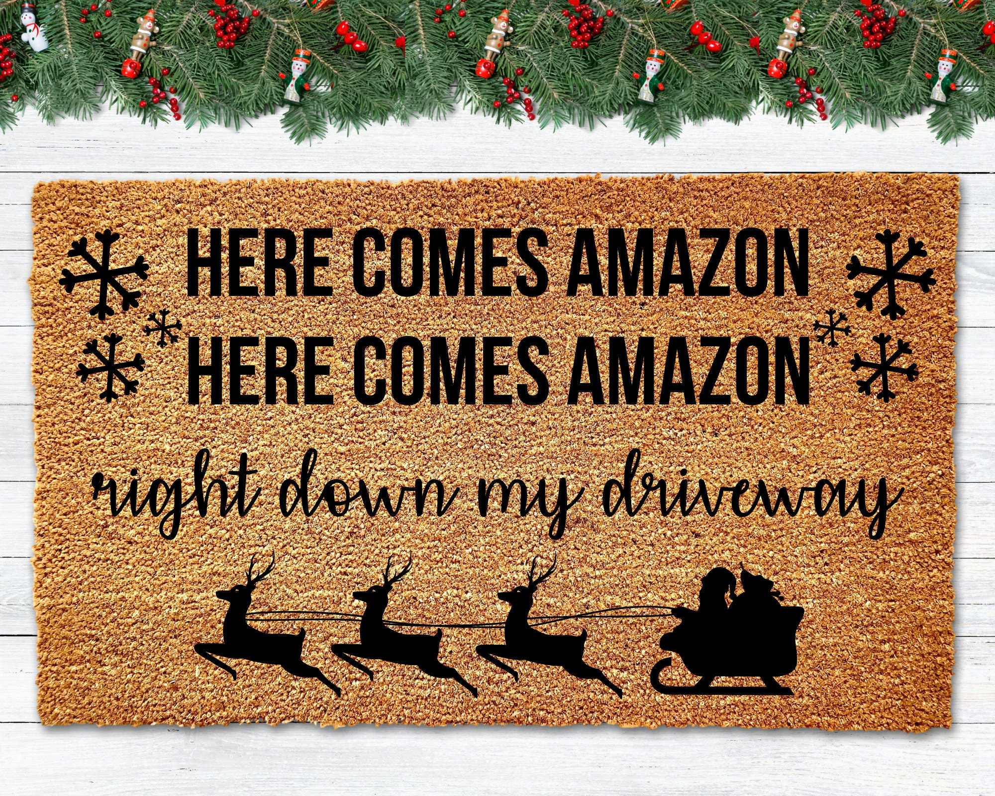 Here Comes Amazon Doormat Funny Christmas Doormat Funny - Etsy Canada Here Comes Amazon Doormat Funny Christmas Doormat Funny - Etsy Canada