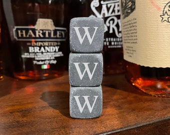 Personalized Whiskey Stones, Engraved Whiskey Stones, Custom Monogram Whiskey Rocks, Chilling Stones, Groomsmen Whiskey Stones, Guy Gift