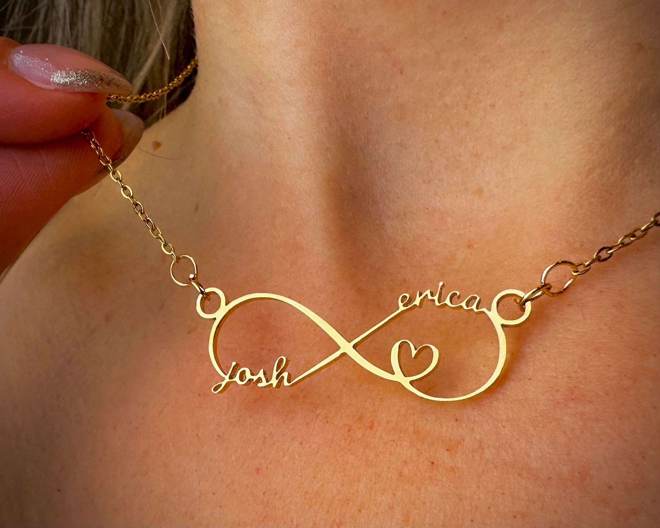 Infinity necklace with 2 names deals