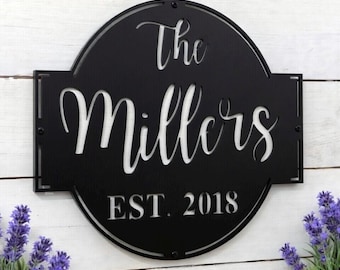 Custom Metal Name Sign, Personalized Last Name Sign, Outdoor Metal Sign, Wedding Gift, Family Name Metal Sign, Housewarming Gift for Family