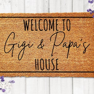 Welcome to Gigi and Papa's House Doormat, Custom Grandparents Doormat,Personalized Doormat,Grandparents Gift,Personalized Gifts Grandparents image 1