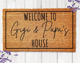 Welcome to Gigi and Papa's House Doormat, Custom Grandparents Doormat,Personalized Doormat,Grandparents Gift,Personalized Gifts Grandparents