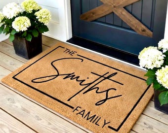 Personalized Welcome Mat, Custom Door Mat, Family Name Doormat, Housewarming Gift, Wedding Gift, Welcome Doormat,Realtor Client Closing Gift