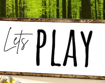 Let's play sign,playroom sign, kids room decor, kids playroom sign, playroom wall decor, play room decor, farmhouse playroom decor, kid room