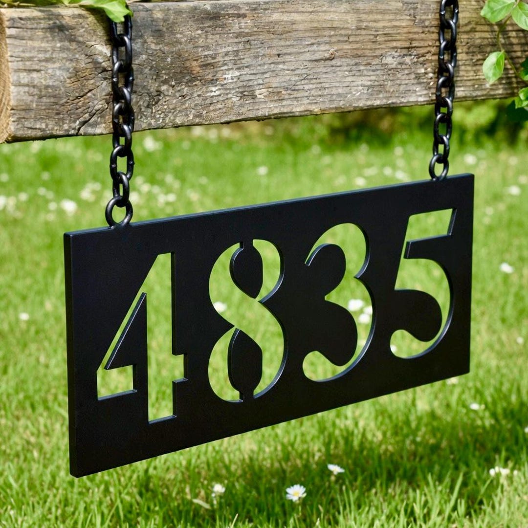 Hanging Address Sign, Metal Address Sign for Yard, Hanging Address ...