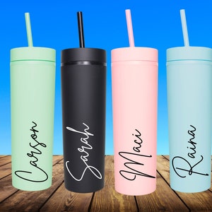 Personalized Tumbler with Straw, Black Friday Sale Tumblers, Christmas Tumblers, Skinny Tumbler, Stocking Stuffer, Cyber Monday Deals Gift image 6