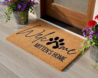 Welcome Mat for Cat Doormat Cute Cat Door Mat Funny Doormat Funny Gift Cat Lover Gift Cat Owner Gift Home Doormat Housewarming Gift for Cat
