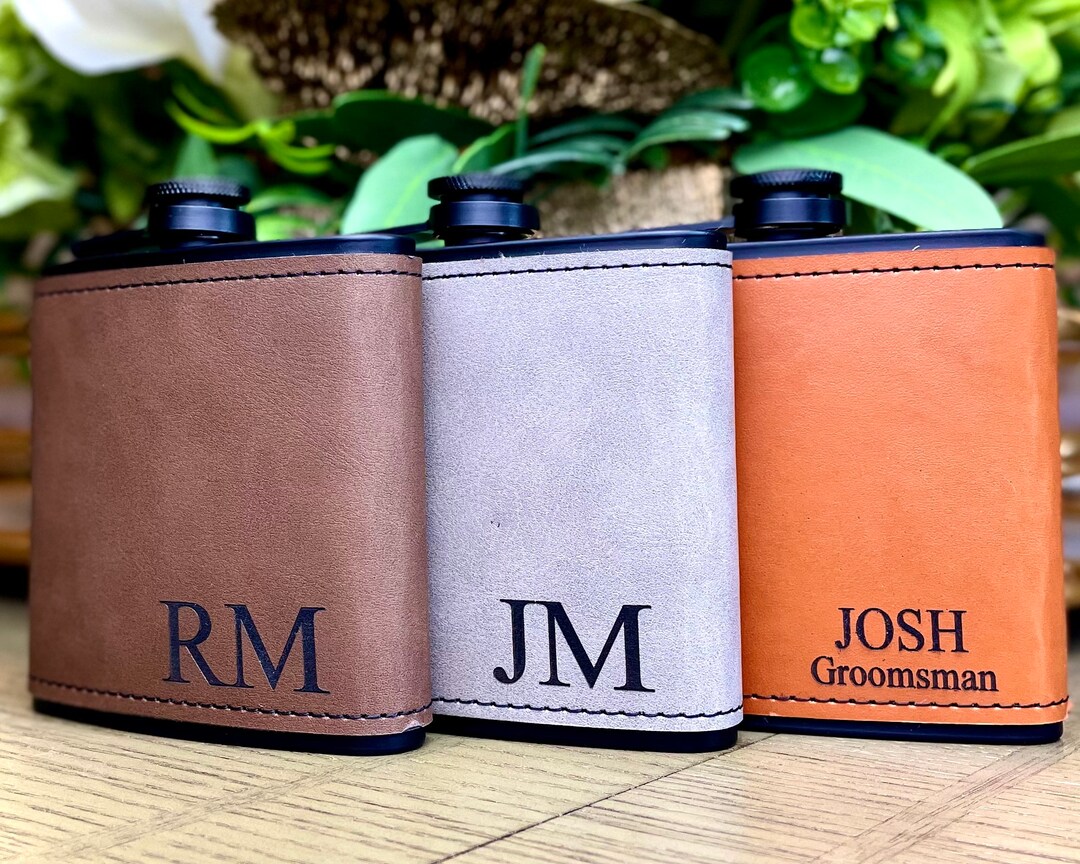 Groomsmen Leather Flasks for Groomsmen Gift Flask for Groomsmen