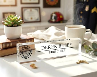 Fireman Gift, Fire Fighter Gifts, Fire Chief Gift, Fireman Decor, Fire Academy Graduation Gift, Firefighter Gift, Fireman Desk Name Plate