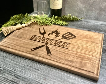 Custom Meat Board, Grill Gifts For Men, BBQ Grill Gift For Men Birthday, Groom Gift, Personalized Grill Cutting Board, Meat Carving Board