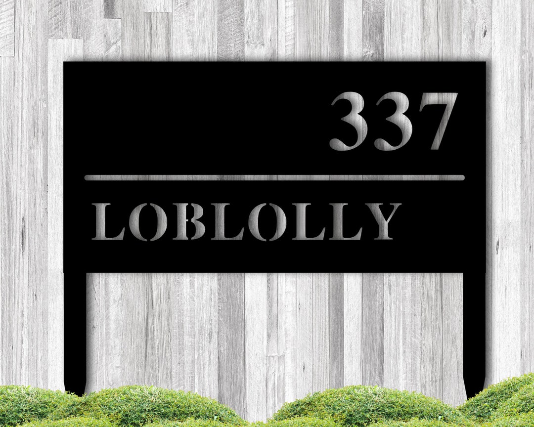 Lawn Mounted Personalized Address Plaque, Custom Metal Address Sign
