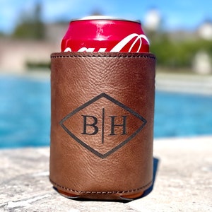 Engraved Can Coolers, Bachelor Party Gifts, Groomsmen Gifts, Groomsmen Proposals, Beer Holder, Beer Can Holder, Bottle Holder, Gift for Him Brown