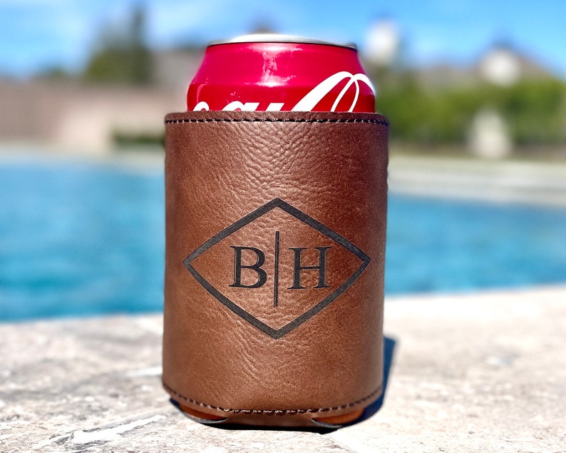 Engraved Can Coolers, Bachelor Party Gifts, Groomsmen Gifts, Groomsmen Proposals, Beer Holder, Beer Can Holder, Bottle Holder, Gift for Him Brown