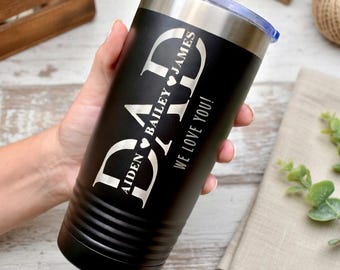Regalo para el Día del Padre con nombres de los niños, vaso para papá, regalo personalizado para papá, regalo de cumpleaños para papá, regalo de Navidad para el Día del Padre.