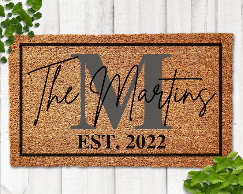 Personalized Wedding Gift Last Name Doormat Family Name Door Mat Custom Door Mat Anniversary Couple Gift Personalized Welcome Mat Newlyweds