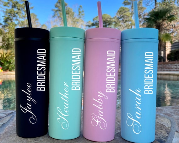 Personalized Tumbler With Lid & Straw, Bridesmaids Gifts, Acrylic